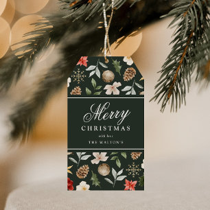 Winter Botanisches Festfest Frohe Weihnachten Geschenkanhänger