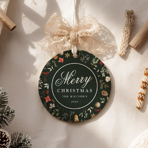 Winter Botanisches Festfest Frohe Weihnachten Keramik Ornament
