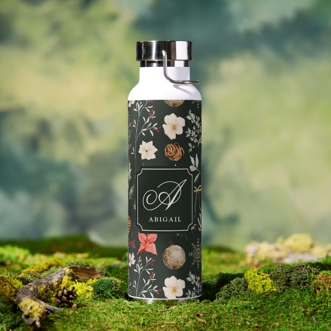 Winter Botanisches Festfest Weihnachten Trinkflasche (Außenbereich (gedreht))