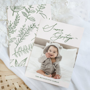 Winter Botanisches Rosa Jahreszeit Grüße Foto Feiertagskarte