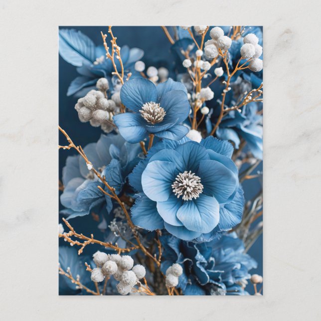 Winter Bouquet in Blue and White Postkarte (Vorderseite)