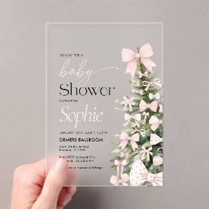 Winter Bow Baby Dusche Acryleinladungen