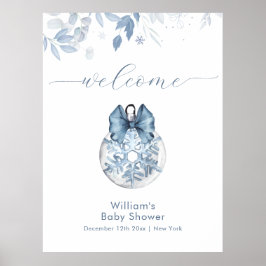 Winter Bow Snowflake Ornament Baby Shower Welcome Poster