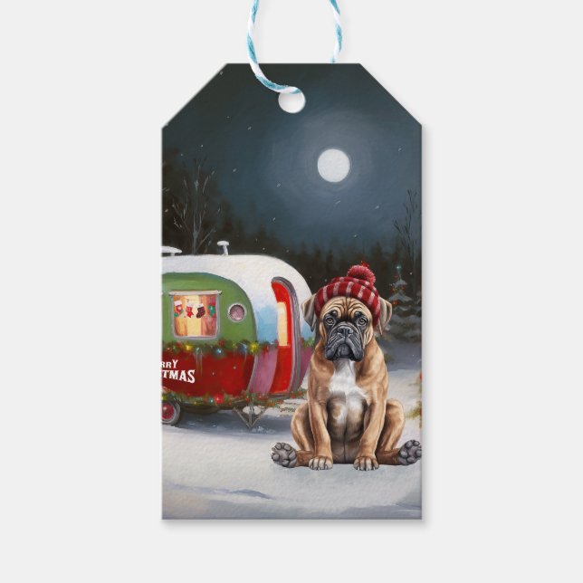 Winter Boxer Caravan Weihnachtsabenteuer Geschenkanhänger (Vorderseite)