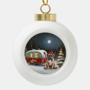 Winter Boxer Caravan Weihnachtsabenteuer Keramik Kugel-Ornament