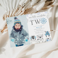 Winter Boy 2. Geburtstag Foto Einladung