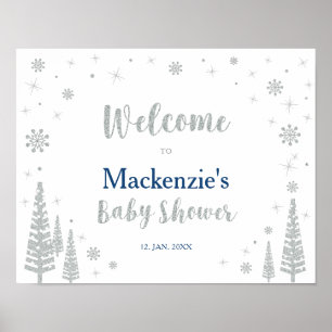 Winter Boy Baby Dusche Begrüßungszeichen Party Poster