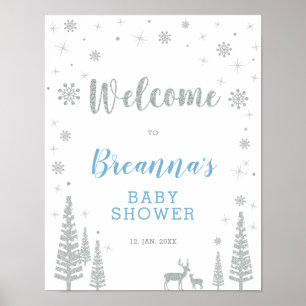 Winter Boy Baby Shower Welcome Party Sign Poster