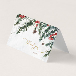 Winter Branchen Red Berries Snowflakes Danke Visitenkarten
