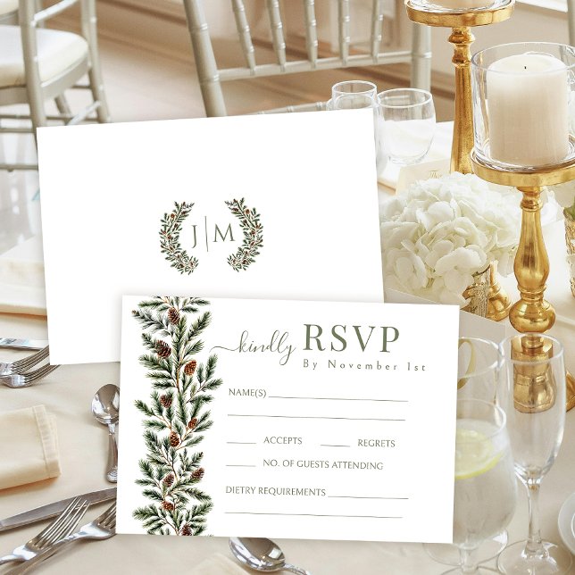Winter-Brandzweige Pinecone Wedding Response Card RSVP Karte (Von Creator hochgeladen)