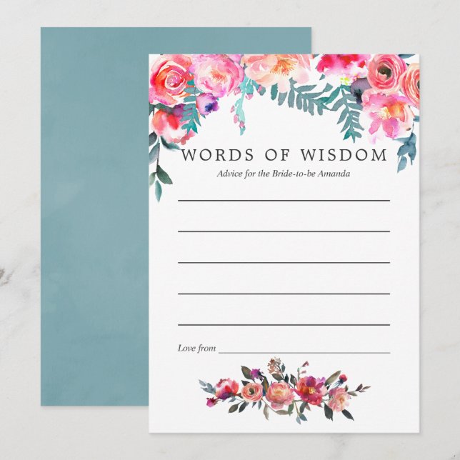 Winter Brautparty Blumenberater für Braut Einladung (Vorne/Hinten)