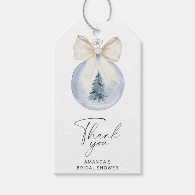 Winter-Brautparty dank Markierung Geschenkanhänger (Vorderseite)