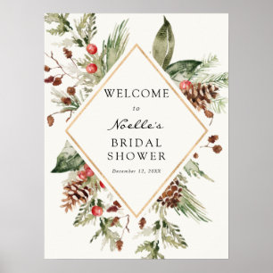 Winter Brautparty Evergreen Poinsettia Willkommen Poster