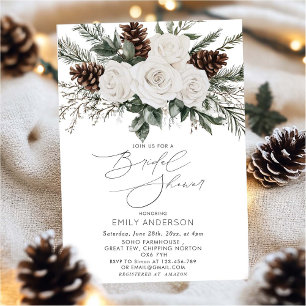 Winter Brautparty Pine Greenery Einladung