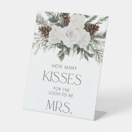 Winter Brautparty schätzt wie viele Küsse Sockelschild