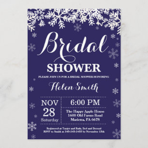 Winter Brautparty Snowflake Navy Blue Einladung
