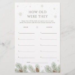 Winter Bridal Shower Guess the Age Game