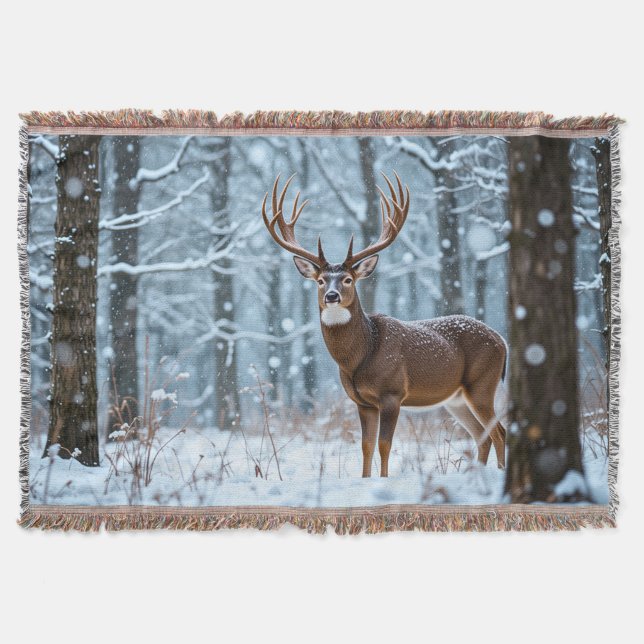 Winter Buck Throw Blanket Decke (Vorderseite)
