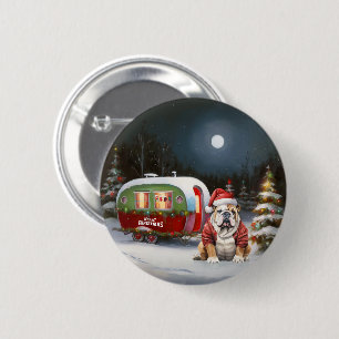 Winter Bulldog Caravan Weihnachtsabenteuer Button