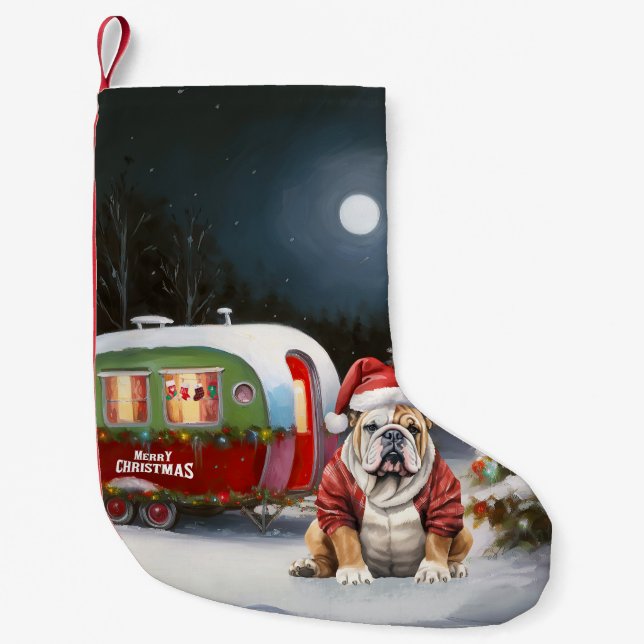 Winter Bulldog Caravan Weihnachtsabenteuer Kleiner Weihnachtsstrumpf (Vorderseite)