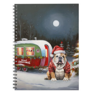 Winter Bulldog Caravan Weihnachtsabenteuer Notizblock