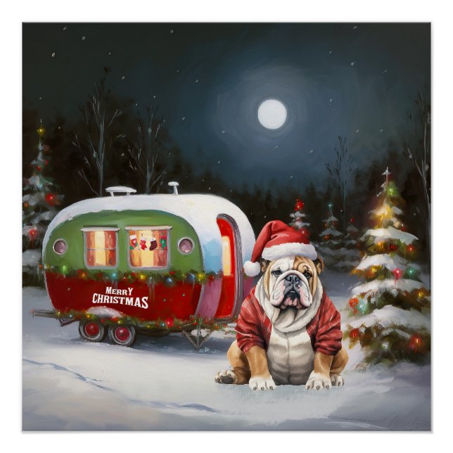 Winter Bulldog Caravan Weihnachtsabenteuer Poster (Vorderseite)