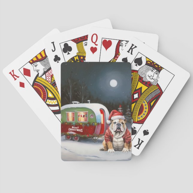 Winter Bulldog Caravan Weihnachtsabenteuer Spielkarten (Rückseite)