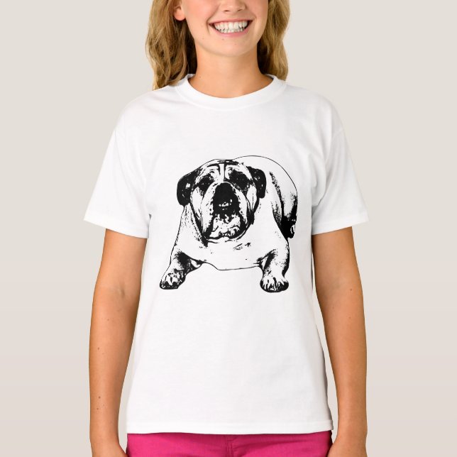 Winter-Bulldog-Pose T-Shirt (Vorderseite)