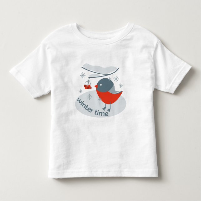 Winter Bullfinch Vogel und Rowan Beeren T-Shi Kleinkind T-shirt (Vorderseite)