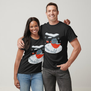 Winter Bullfinch Vogel und Rowan Beeren T-Shi T-Shirt