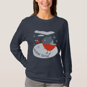 Winter Bullfinch Vogel und Rowan Beeren T-Shi T-Shirt