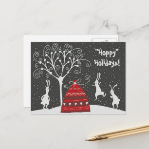 Winter Bunny Hoppy Ferien Postkarte