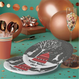 Winter Bunny Hoppy Holidays Papierplatte Pappteller