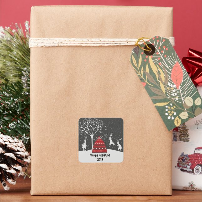 Winter Bunny Hoppy Holidays Sticker (Feiertag)