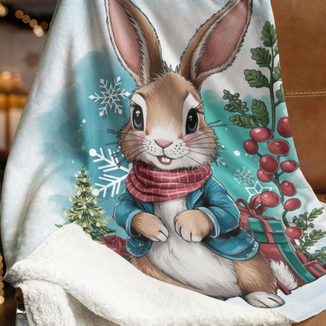 Winter Bunny Watercolor Weihnachten Sherpadecke (Winter Bunny Watercolor Christmas Sherpa Blanket
)