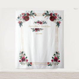 Winter Burgund Floral Wedding Foto Prop Wandteppich