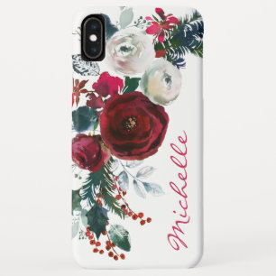 Winter Burgund Peony Rose Pine Bouquet Case-Mate iPhone Hülle