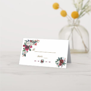 Winter Burgund Pine Wedding Tischnummer Platzkarte