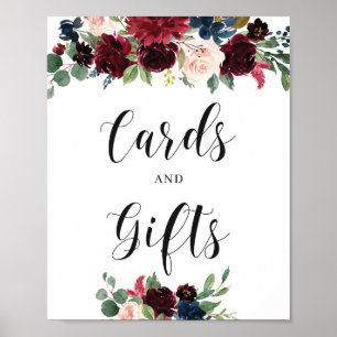 Winter Burgund Weinblumen Karten und Geschenke Sch Poster