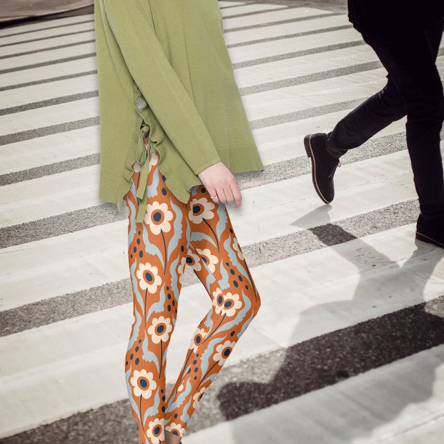 Winter Burnt Orange Egg Blume Leggings (Von Creator hochgeladen)