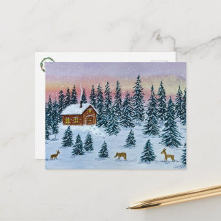 Winter Cabin Postcard Postkarte