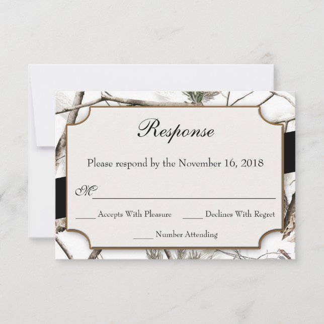 Winter Camouflage Wedding RSVP Cards Einladung (Vorderseite)