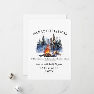 Winter Camping Bonfire Mondlicht Weihnachtswald Feiertagskarte