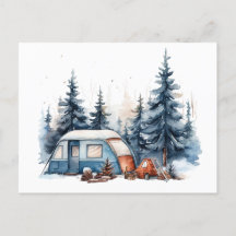 Winter Camping Wasserfarbe