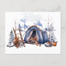 Winter Camping Wasserfarbe