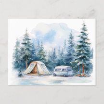 Winter Camping Wasserfarbe