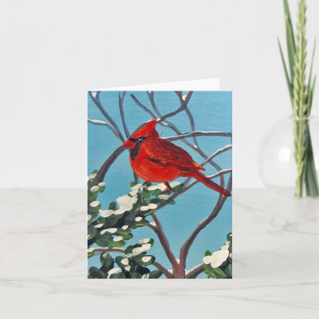 Winter-Cardinal-Faltkarte Ankündigung (Vorderseite)