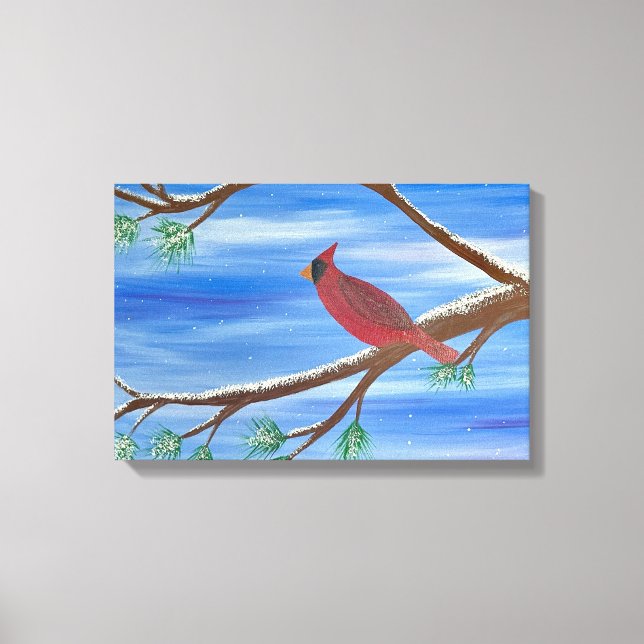 Winter Cardinal Leinwand-Wandkunst Leinwanddruck (Vorderseite)