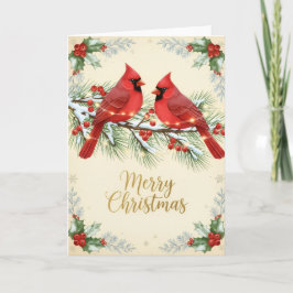 Winter Cardinals Merry Christmas Card Karte