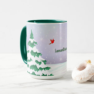 Winter Cardinals Weihnachtsgrüße Tasse